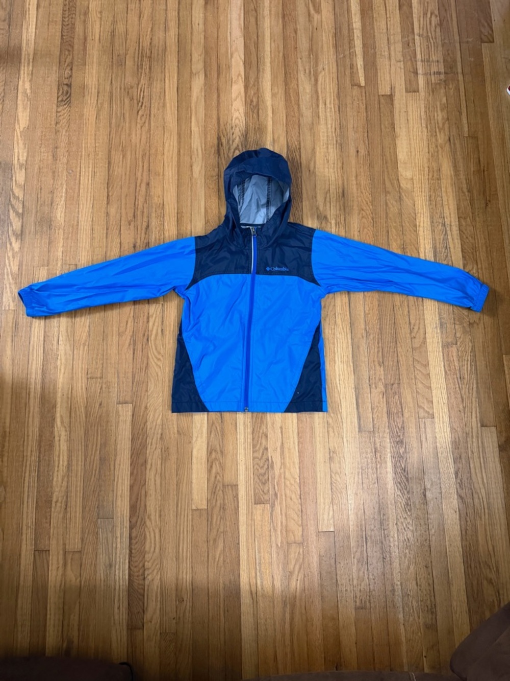 Columbia Youth Small Blue Hooded Windbreaker Jacket